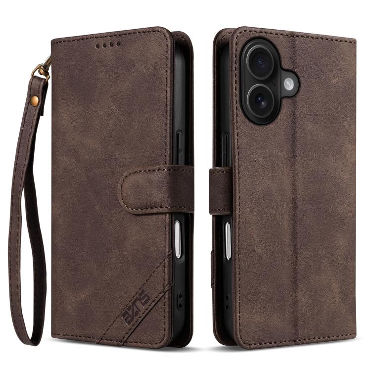 Portafoglio a tre carte AZNS serie A2 con protezione RFID e custodia per telefono in pelle vegana con cinturino., For iPhone 16, For iPhone 15 Pro Max, For iPhone 15 Pro, For iPhone 15 Plus