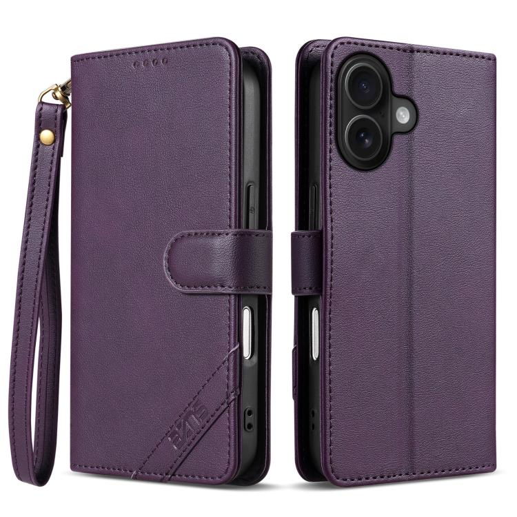 Portafoglio a tre carte AZNS serie A2 con protezione RFID e custodia per telefono in pelle vegana con cinturino., For iPhone 16, For iPhone 15 Pro Max, For iPhone 15 Pro, For iPhone 15 Plus