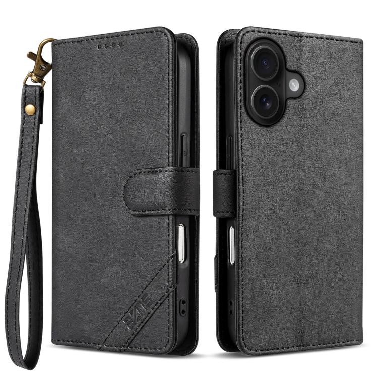 Portafoglio a tre carte AZNS serie A2 con protezione RFID e custodia per telefono in pelle vegana con cinturino., For iPhone 16, For iPhone 15 Pro Max, For iPhone 15 Pro, For iPhone 15 Plus