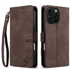 Portafoglio a tre carte AZNS serie A2 con protezione RFID e custodia per telefono in pelle vegana con cinturino., For iPhone 16, For iPhone 15 Pro Max, For iPhone 15 Pro, For iPhone 15 Plus