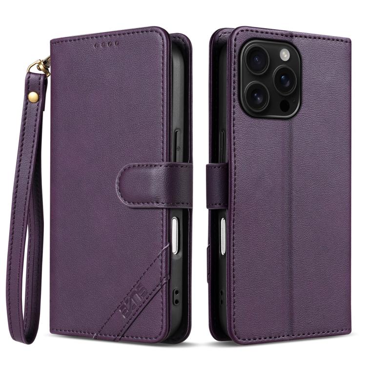 Portafoglio a tre carte AZNS serie A2 con protezione RFID e custodia per telefono in pelle vegana con cinturino., For iPhone 16, For iPhone 15 Pro Max, For iPhone 15 Pro, For iPhone 15 Plus