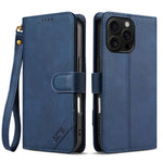 Portafoglio a tre carte AZNS serie A2 con protezione RFID e custodia per telefono in pelle vegana con cinturino., For iPhone 16, For iPhone 15 Pro Max, For iPhone 15 Pro, For iPhone 15 Plus