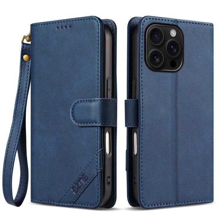 Portafoglio a tre carte AZNS serie A2 con protezione RFID e custodia per telefono in pelle vegana con cinturino., For iPhone 16, For iPhone 15 Pro Max, For iPhone 15 Pro, For iPhone 15 Plus