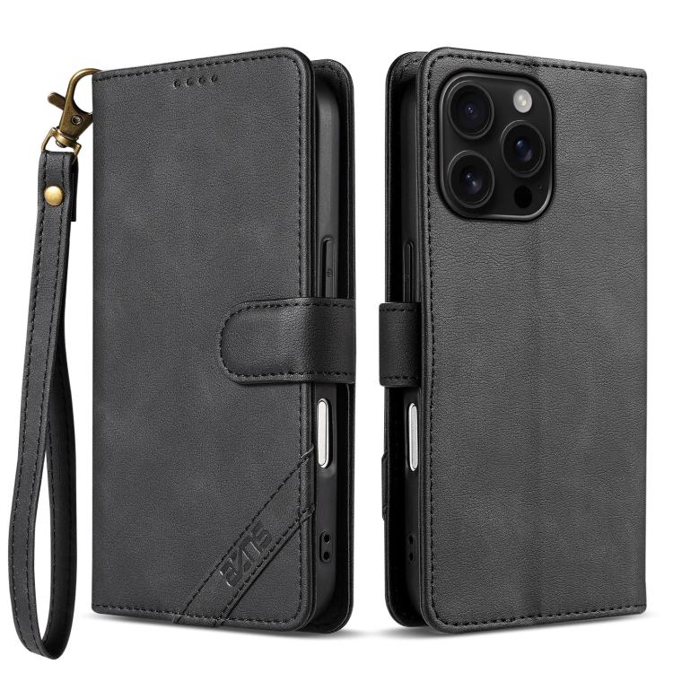 Portafoglio a tre carte AZNS serie A2 con protezione RFID e custodia per telefono in pelle vegana con cinturino., For iPhone Air, For iPhone 16 Pro Max, For iPhone 16 Pro, For iPhone 16 Plus