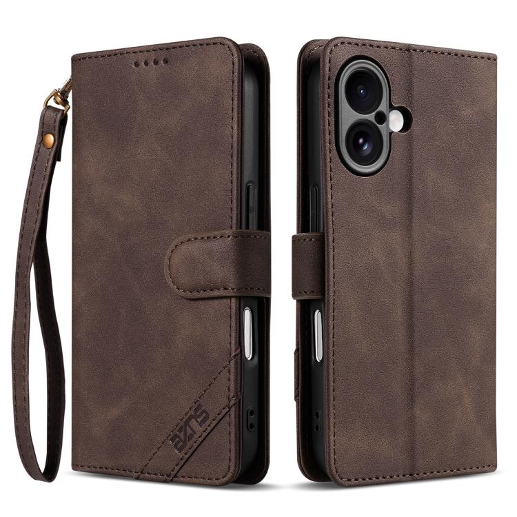 Portafoglio a tre carte AZNS serie A2 con protezione RFID e custodia per telefono in pelle vegana con cinturino., For iPhone Air, For iPhone 16 Pro Max, For iPhone 16 Pro, For iPhone 16 Plus