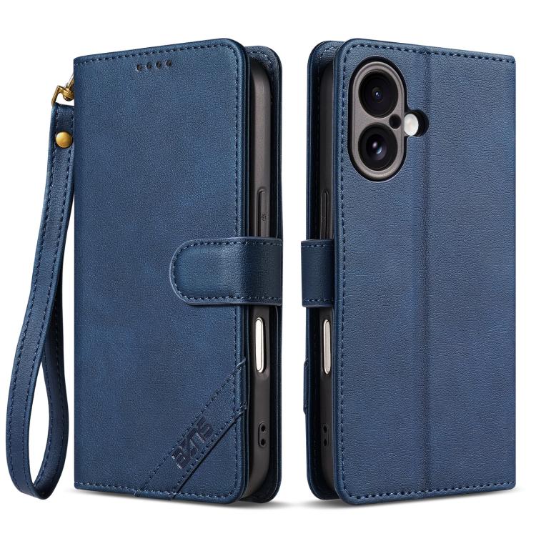 Portafoglio a tre carte AZNS serie A2 con protezione RFID e custodia per telefono in pelle vegana con cinturino., For iPhone Air, For iPhone 16 Pro Max, For iPhone 16 Pro, For iPhone 16 Plus