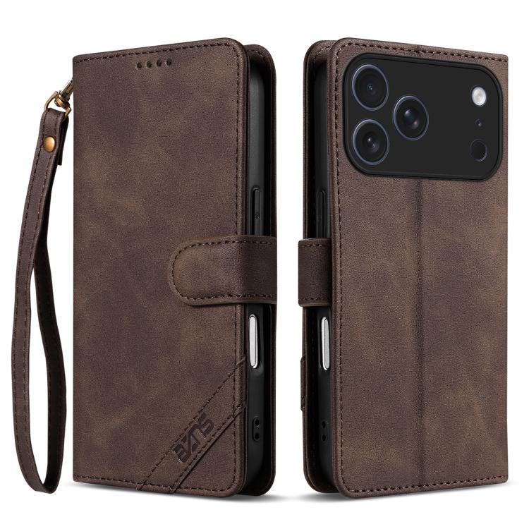 Portafoglio a tre carte AZNS serie A2 con protezione RFID e custodia per telefono in pelle vegana con cinturino., For iPhone Air, For iPhone 16 Pro Max, For iPhone 16 Pro, For iPhone 16 Plus