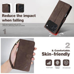 Portafoglio a tre carte AZNS serie A2 con protezione RFID e custodia per telefono in pelle vegana con cinturino., For iPhone Air, For iPhone 16 Pro Max, For iPhone 16 Pro, For iPhone 16 Plus