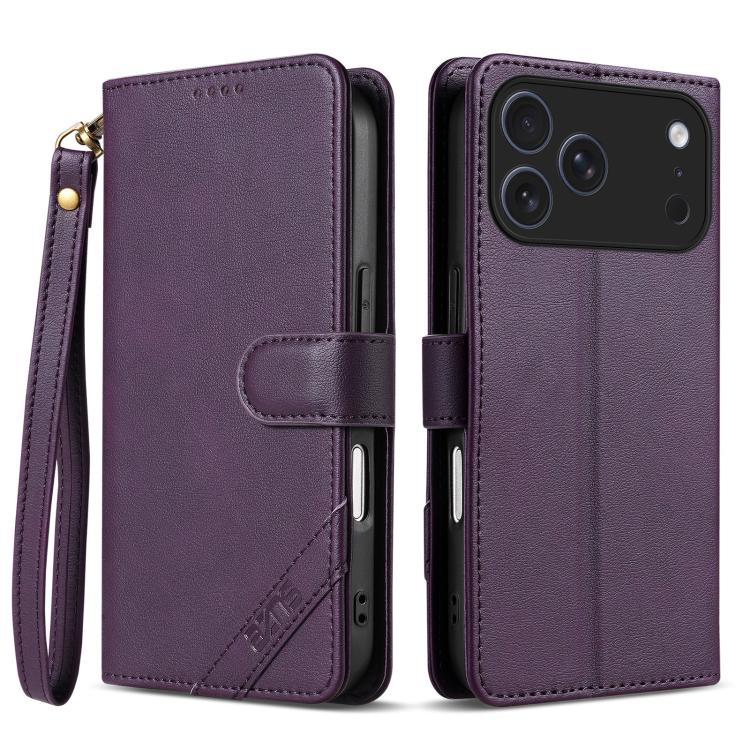 Portafoglio a tre carte AZNS serie A2 con protezione RFID e custodia per telefono in pelle vegana con cinturino., For iPhone Air, For iPhone 16 Pro Max, For iPhone 16 Pro, For iPhone 16 Plus
