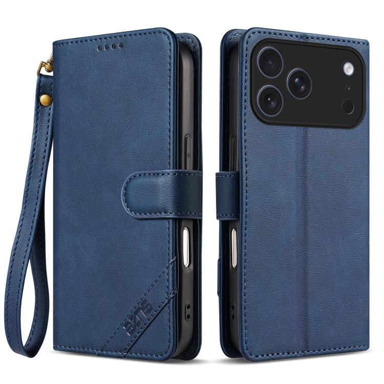 Portafoglio a tre carte AZNS serie A2 con protezione RFID e custodia per telefono in pelle vegana con cinturino., For iPhone Air, For iPhone 16 Pro Max, For iPhone 16 Pro, For iPhone 16 Plus
