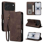 Portafoglio a tre carte AZNS serie A2 con protezione RFID e custodia per telefono in pelle vegana con cinturino., For iPhone 17e / 16e, For iPhone 17 Pro Max, For iPhone 17 Pro, For iPhone 17