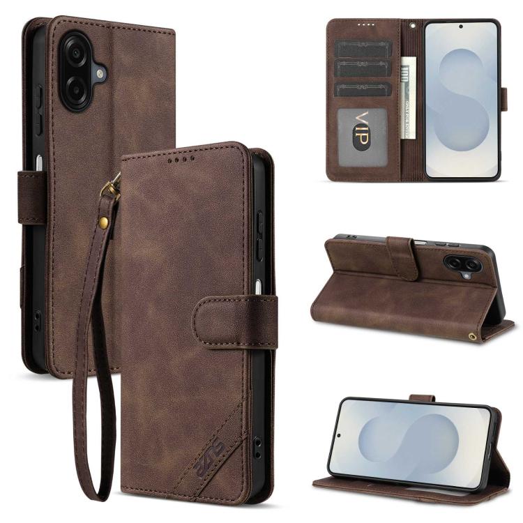 Portafoglio a tre carte AZNS serie A2 con protezione RFID e custodia per telefono in pelle vegana con cinturino., For Galaxy A27 5G, For Galaxy A06 5G, For Samsung Galaxy A56 5G, For Galaxy A26 5G