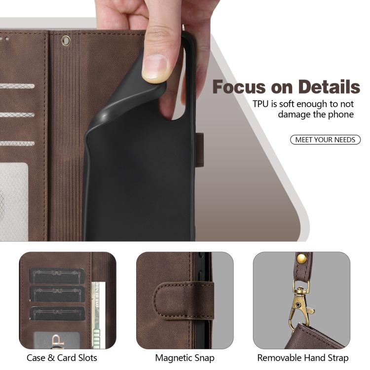 Portafoglio a tre carte AZNS serie A2 con protezione RFID e custodia per telefono in pelle vegana con cinturino., For Galaxy A07 5G / A08 5G, For Galaxy A17 5G / A18 5G, For Samsung Galaxy A57 5G, For Samsung Galaxy A37 5G