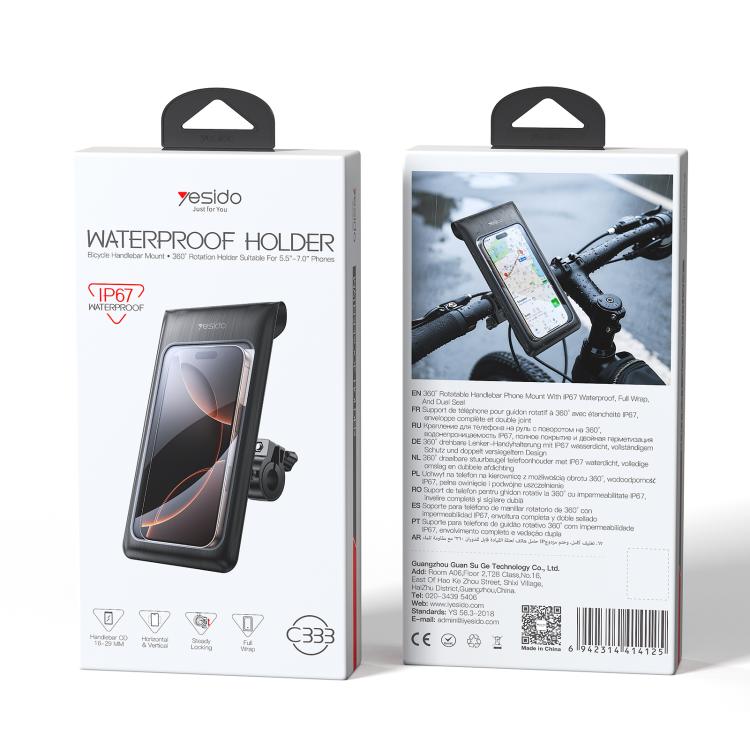 Borsa impermeabile a doppio strato Yesido C333 per bicicletta con supporto per telefono, C333
