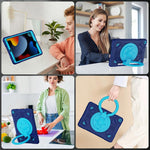Custodia in silicone idrorepellente per PC/tablet con anello porta-pianeti spaziali e tracolla., For iPad 10.2 2021 / 2020 / 2019