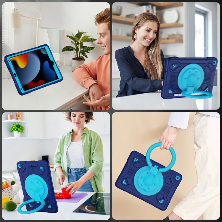 Custodia in silicone idrorepellente per PC/tablet con anello porta-pianeti spaziali e tracolla., For iPad 10.2 2021 / 2020 / 2019
