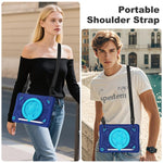 Custodia in silicone idrorepellente per PC/tablet con anello porta-pianeti spaziali e tracolla., For iPad 10.2 2021 / 2020 / 2019