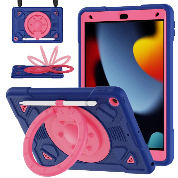 Custodia in silicone idrorepellente per PC/tablet con anello porta-pianeti spaziali e tracolla., For iPad 10.2 2021 / 2020 / 2019