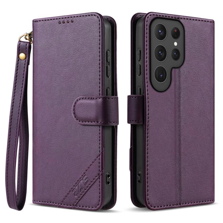Portafoglio a tre carte AZNS serie A2 con protezione RFID e custodia per telefono in pelle vegana con cinturino., For Samsung Galaxy S25 Ultra 5G, For Samsung Galaxy S24 FE 5G, For Samsung Galaxy S24 Ultra 5G, For Samsung Galaxy S24+ 5G