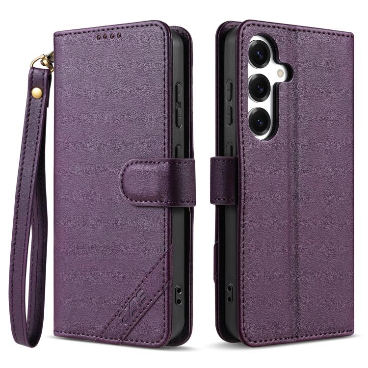 Portafoglio a tre carte AZNS serie A2 con protezione RFID e custodia per telefono in pelle vegana con cinturino., For Samsung Galaxy S25 FE 5G, For Samsung Galaxy S25 Edge 5G, For Samsung Galaxy S25 5G, For Samsung Galaxy S25+ 5G