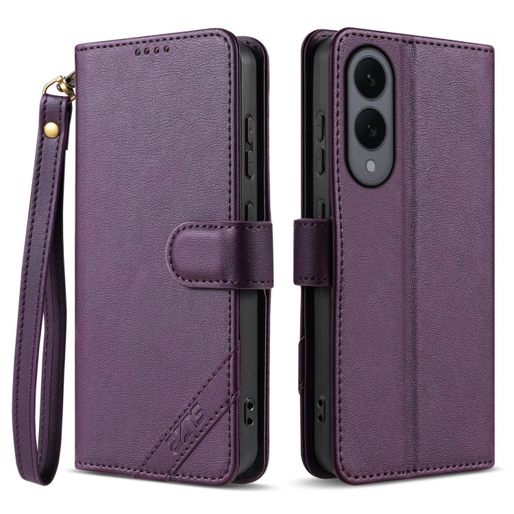 Portafoglio a tre carte AZNS serie A2 con protezione RFID e custodia per telefono in pelle vegana con cinturino., For Samsung Galaxy S25 FE 5G, For Samsung Galaxy S25 Edge 5G, For Samsung Galaxy S25 5G, For Samsung Galaxy S25+ 5G