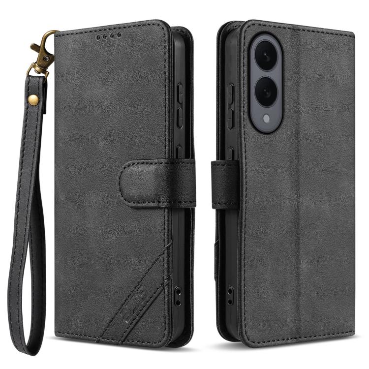 Portafoglio a tre carte AZNS serie A2 con protezione RFID e custodia per telefono in pelle vegana con cinturino., For Samsung Galaxy S25 FE 5G, For Samsung Galaxy S25 Edge 5G, For Samsung Galaxy S25 5G, For Samsung Galaxy S25+ 5G
