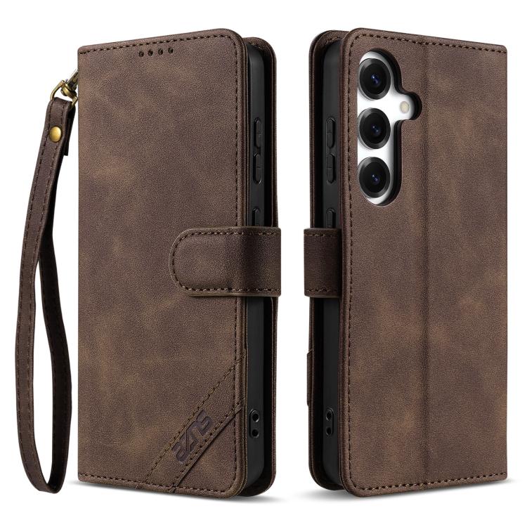 Portafoglio a tre carte AZNS serie A2 con protezione RFID e custodia per telefono in pelle vegana con cinturino., For Samsung Galaxy S25 FE 5G, For Samsung Galaxy S25 Edge 5G, For Samsung Galaxy S25 5G, For Samsung Galaxy S25+ 5G