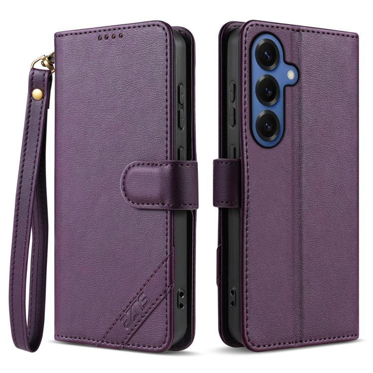 Portafoglio a tre carte AZNS serie A2 con protezione RFID e custodia per telefono in pelle vegana con cinturino., For Galaxy S26 FE 5G, For Samsung Galaxy S26+ 5G, For Samsung Galaxy S26 Ultra 5G, For Samsung Galaxy S26 5G