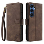Portafoglio a tre carte AZNS serie A2 con protezione RFID e custodia per telefono in pelle vegana con cinturino., For Galaxy S26 FE 5G, For Samsung Galaxy S26+ 5G, For Samsung Galaxy S26 Ultra 5G, For Samsung Galaxy S26 5G