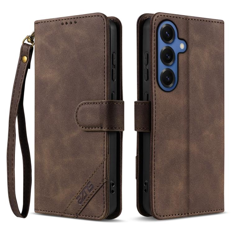 Portafoglio a tre carte AZNS serie A2 con protezione RFID e custodia per telefono in pelle vegana con cinturino., For Galaxy S26 FE 5G, For Samsung Galaxy S26+ 5G, For Samsung Galaxy S26 Ultra 5G, For Samsung Galaxy S26 5G