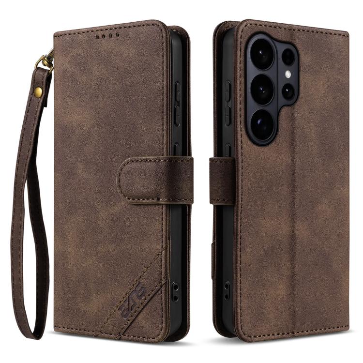Portafoglio a tre carte AZNS serie A2 con protezione RFID e custodia per telefono in pelle vegana con cinturino., For Galaxy S26 FE 5G, For Samsung Galaxy S26+ 5G, For Samsung Galaxy S26 Ultra 5G, For Samsung Galaxy S26 5G
