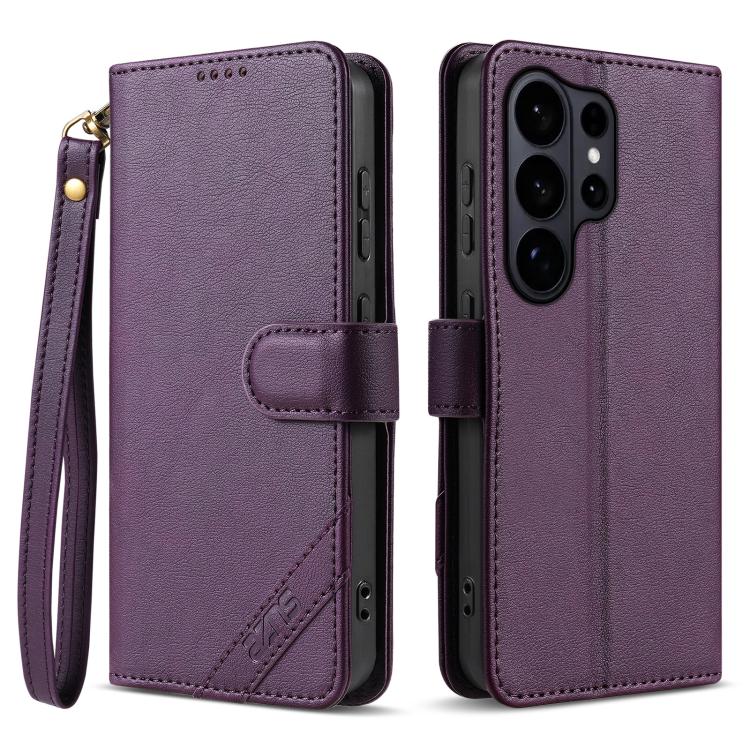 Portafoglio a tre carte AZNS serie A2 con protezione RFID e custodia per telefono in pelle vegana con cinturino., For Galaxy S26 FE 5G, For Samsung Galaxy S26+ 5G, For Samsung Galaxy S26 Ultra 5G, For Samsung Galaxy S26 5G