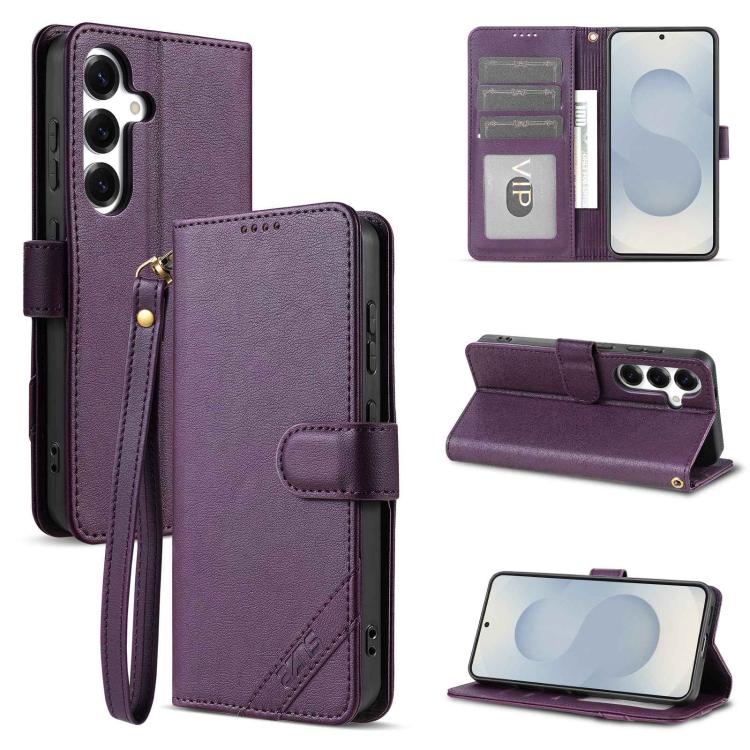 Portafoglio a tre carte AZNS serie A2 con protezione RFID e custodia per telefono in pelle vegana con cinturino., For Galaxy S26 FE 5G, For Samsung Galaxy S26+ 5G, For Samsung Galaxy S26 Ultra 5G, For Samsung Galaxy S26 5G