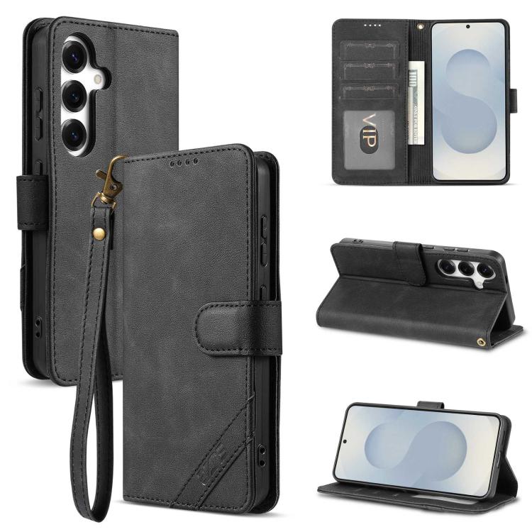 Portafoglio a tre carte AZNS serie A2 con protezione RFID e custodia per telefono in pelle vegana con cinturino., For Galaxy S26 FE 5G, For Samsung Galaxy S26+ 5G, For Samsung Galaxy S26 Ultra 5G, For Samsung Galaxy S26 5G