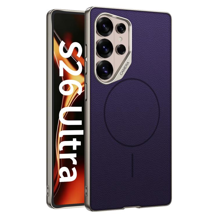 Custodia magnetica GKK con ampio foro per fotocamera, finitura metallizzata effetto pelle vegana., For Samsung Galaxy S26 Ultra 5G, For Samsung Galaxy S25 Ultra 5G, For Samsung Galaxy S24 Ultra 5G