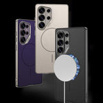 Custodia magnetica GKK con ampio foro per fotocamera, finitura metallizzata effetto pelle vegana., For Samsung Galaxy S26 Ultra 5G, For Samsung Galaxy S25 Ultra 5G, For Samsung Galaxy S24 Ultra 5G