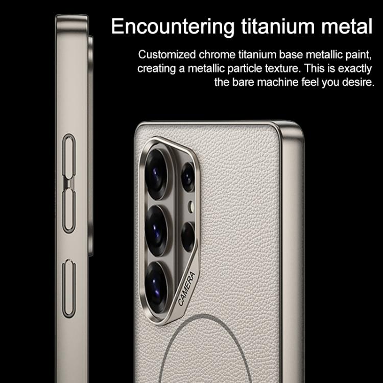 Custodia magnetica GKK con ampio foro per fotocamera, finitura metallizzata effetto pelle vegana., For Samsung Galaxy S26 Ultra 5G, For Samsung Galaxy S25 Ultra 5G, For Samsung Galaxy S24 Ultra 5G