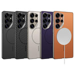 Custodia magnetica GKK con ampio foro per fotocamera, finitura metallizzata effetto pelle vegana., For Samsung Galaxy S26 Ultra 5G, For Samsung Galaxy S25 Ultra 5G, For Samsung Galaxy S24 Ultra 5G