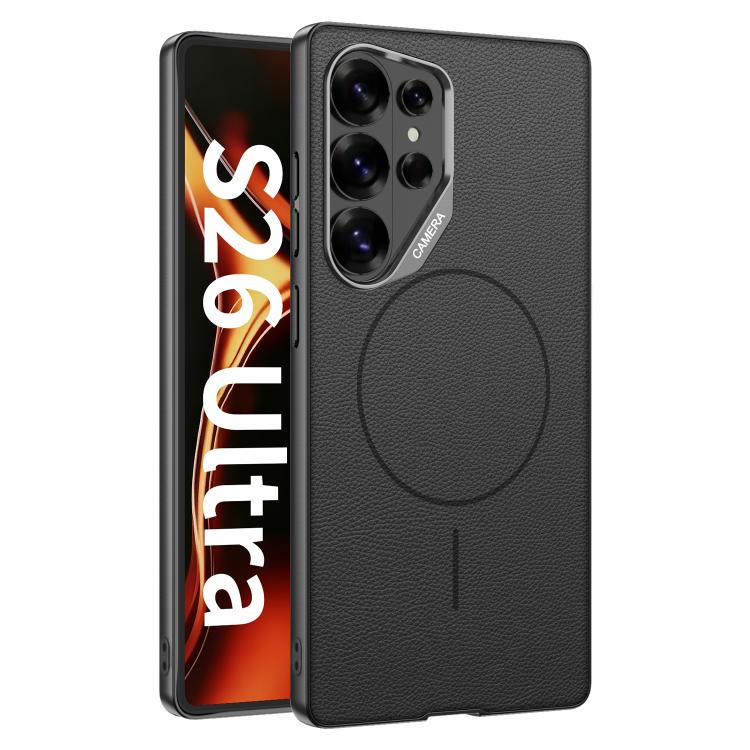 Custodia magnetica GKK con ampio foro per fotocamera, finitura metallizzata effetto pelle vegana., For Samsung Galaxy S26 Ultra 5G, For Samsung Galaxy S25 Ultra 5G, For Samsung Galaxy S24 Ultra 5G