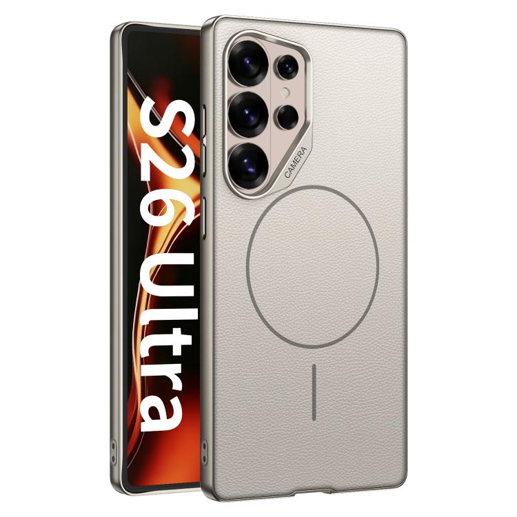 Custodia magnetica GKK con ampio foro per fotocamera, finitura metallizzata effetto pelle vegana., For Samsung Galaxy S26 Ultra 5G, For Samsung Galaxy S25 Ultra 5G, For Samsung Galaxy S24 Ultra 5G