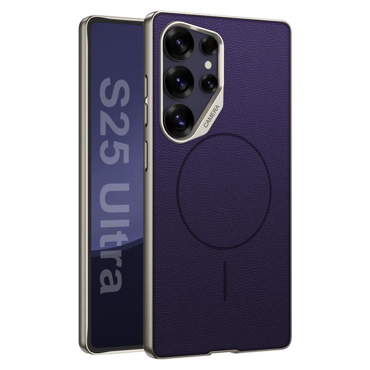 Custodia magnetica GKK con ampio foro per fotocamera, finitura metallizzata effetto pelle vegana., For Samsung Galaxy S26 Ultra 5G, For Samsung Galaxy S25 Ultra 5G, For Samsung Galaxy S24 Ultra 5G