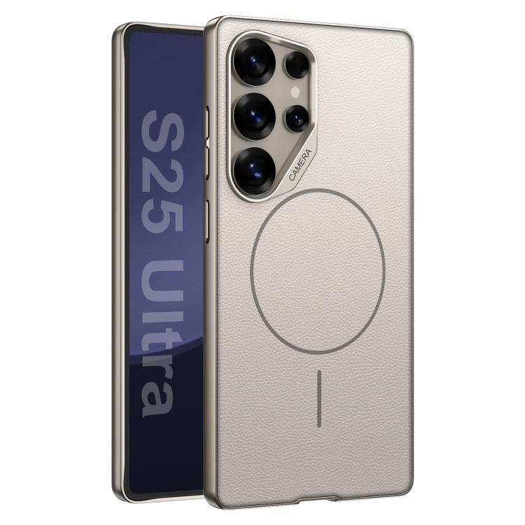 Custodia magnetica GKK con ampio foro per fotocamera, finitura metallizzata effetto pelle vegana., For Samsung Galaxy S26 Ultra 5G, For Samsung Galaxy S25 Ultra 5G, For Samsung Galaxy S24 Ultra 5G