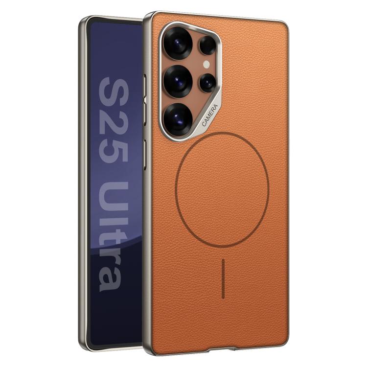 Custodia magnetica GKK con ampio foro per fotocamera, finitura metallizzata effetto pelle vegana., For Samsung Galaxy S26 Ultra 5G, For Samsung Galaxy S25 Ultra 5G, For Samsung Galaxy S24 Ultra 5G