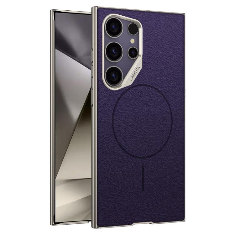 Custodia magnetica GKK con ampio foro per fotocamera, finitura metallizzata effetto pelle vegana., For Samsung Galaxy S26 Ultra 5G, For Samsung Galaxy S25 Ultra 5G, For Samsung Galaxy S24 Ultra 5G