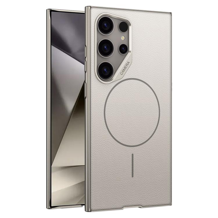 Custodia magnetica GKK con ampio foro per fotocamera, finitura metallizzata effetto pelle vegana., For Samsung Galaxy S26 Ultra 5G, For Samsung Galaxy S25 Ultra 5G, For Samsung Galaxy S24 Ultra 5G