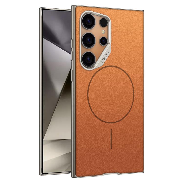 Custodia magnetica GKK con ampio foro per fotocamera, finitura metallizzata effetto pelle vegana., For Samsung Galaxy S26 Ultra 5G, For Samsung Galaxy S25 Ultra 5G, For Samsung Galaxy S24 Ultra 5G