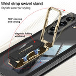Custodia per telefono pieghevole GKK con doppia cerniera magnetica e copertura completa, con cinturino da polso girevole a tema supercar., For Samsung Galaxy Z TriFold