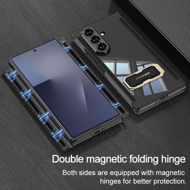 Custodia per telefono pieghevole GKK con doppia cerniera magnetica e copertura completa, con cinturino da polso girevole a tema supercar., For Samsung Galaxy Z TriFold