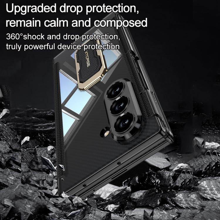 Custodia per telefono pieghevole GKK con doppia cerniera magnetica e copertura completa, con cinturino da polso girevole a tema supercar., For Samsung Galaxy Z TriFold