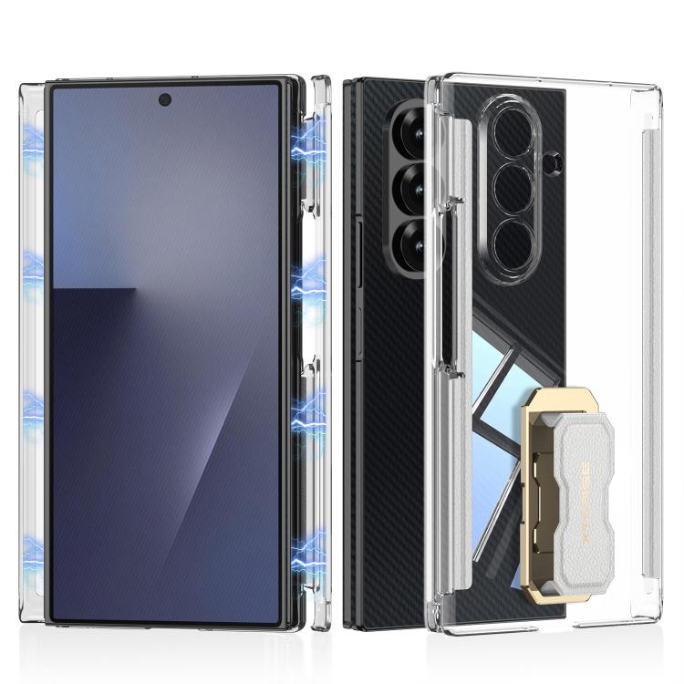 Custodia per telefono pieghevole GKK con doppia cerniera magnetica e copertura completa, con cinturino da polso girevole a tema supercar., For Samsung Galaxy Z TriFold